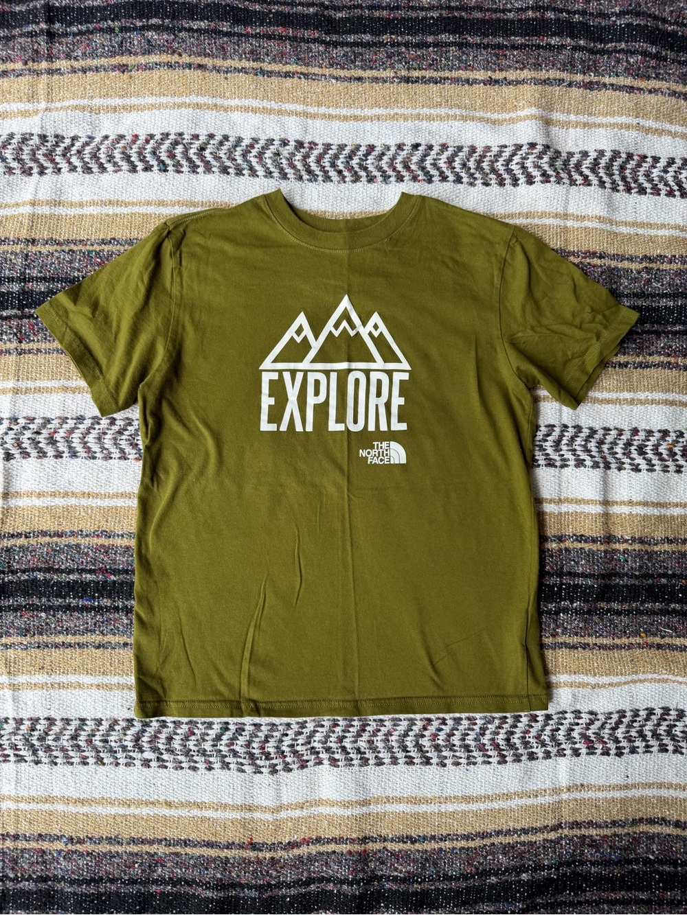The North Face Olive Green 'Explore' Mountain Graphic Tee